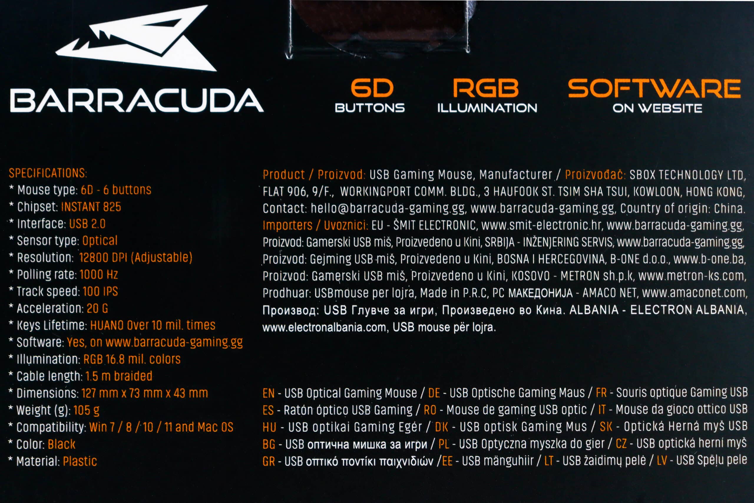 Gaming miš Barracuda Coral 12800dpi BGM-031 Black RGB - Slika 2