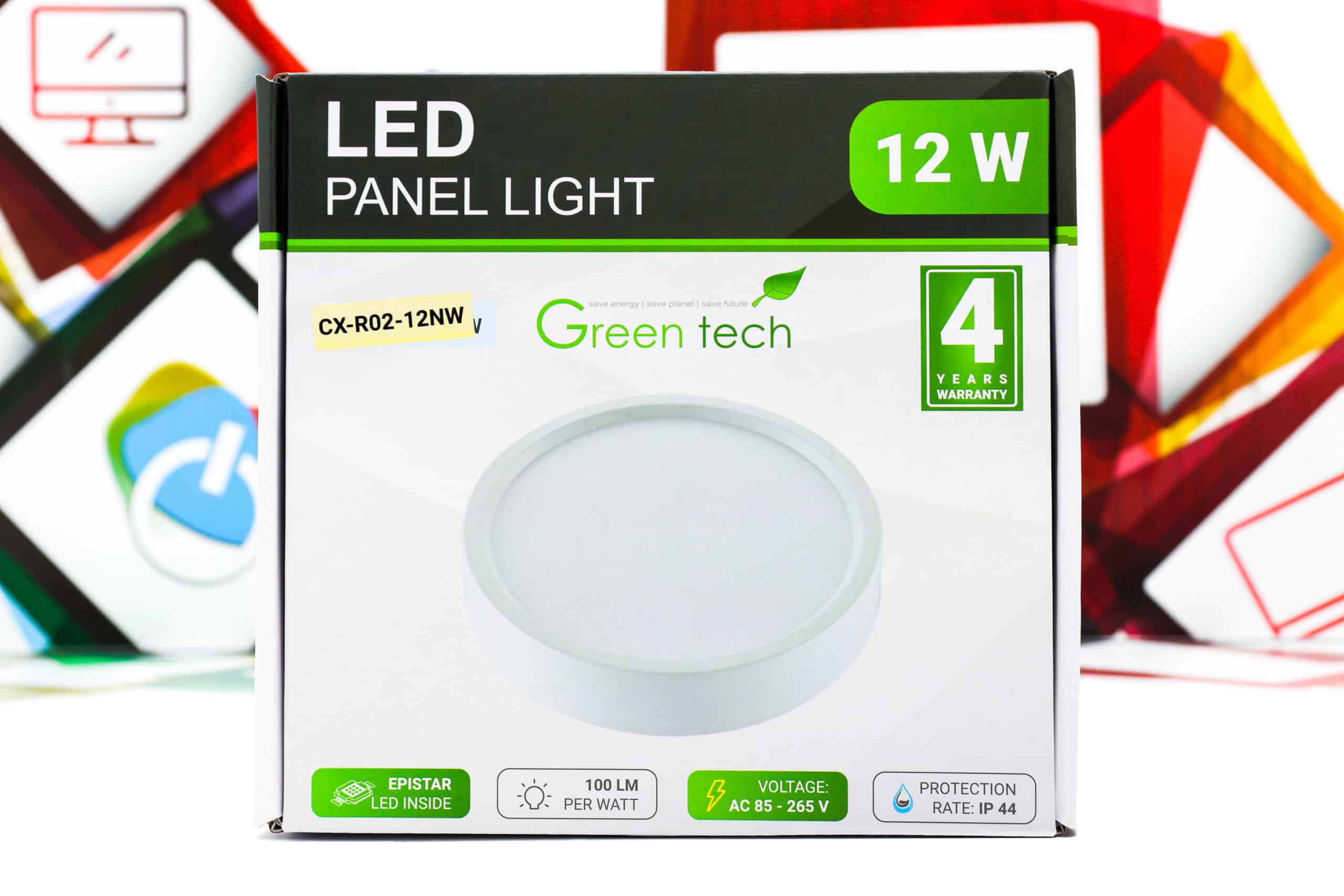 LED panel Green Tech 12W 4200K nadgradbeni okrugli
