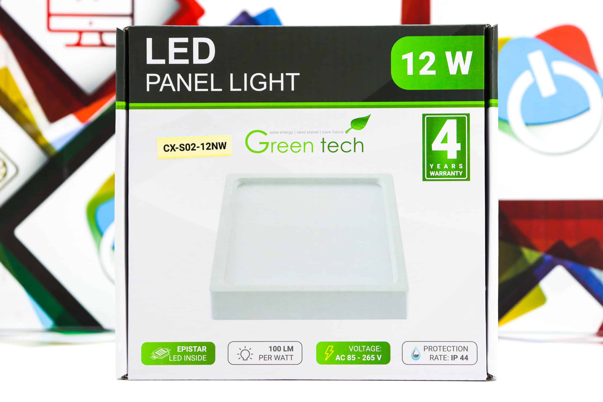 LED panel Green Tech 12W 4200K nadgradbeni kvadratni
