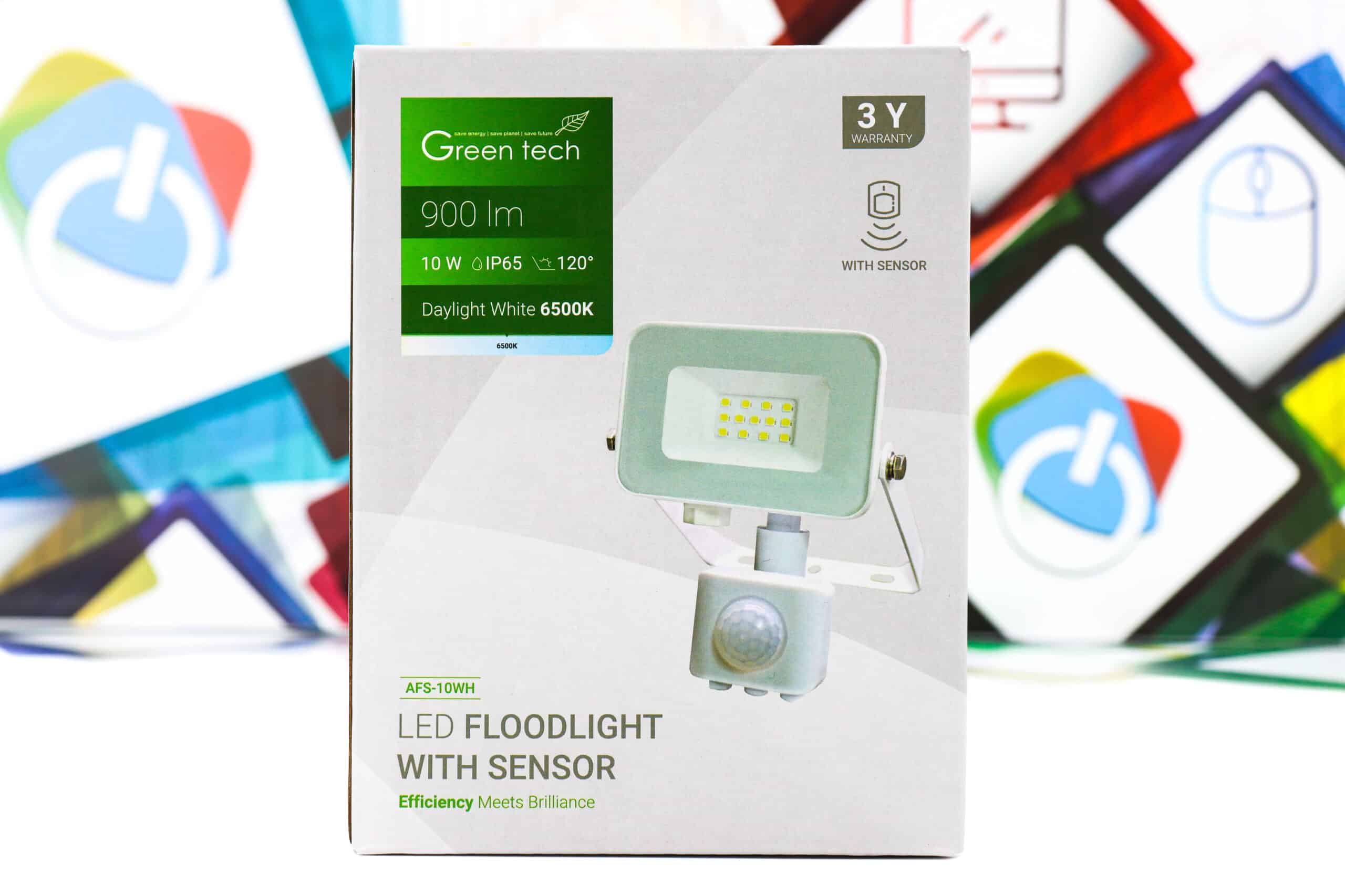 LED Reflektor sa senzorom Green Tech 10W AFS-10WH 900lm IP65 6500K bijeli