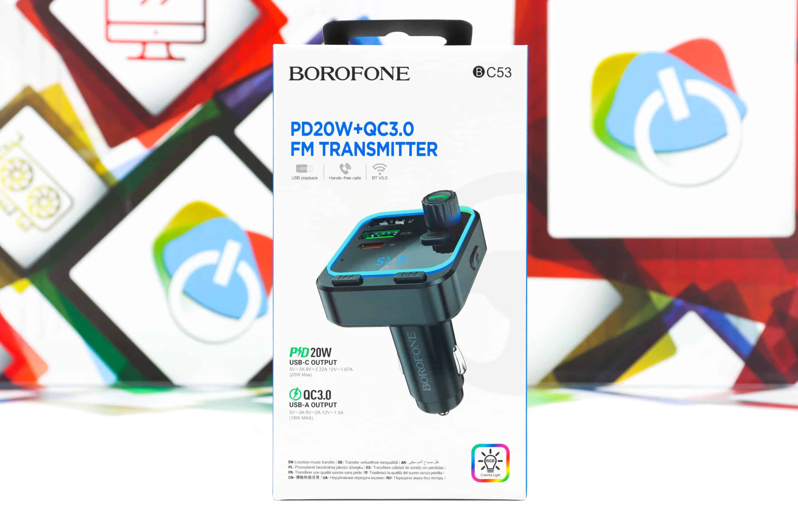 FM transmiter modulator Borofone BC53 RGB auto punjač