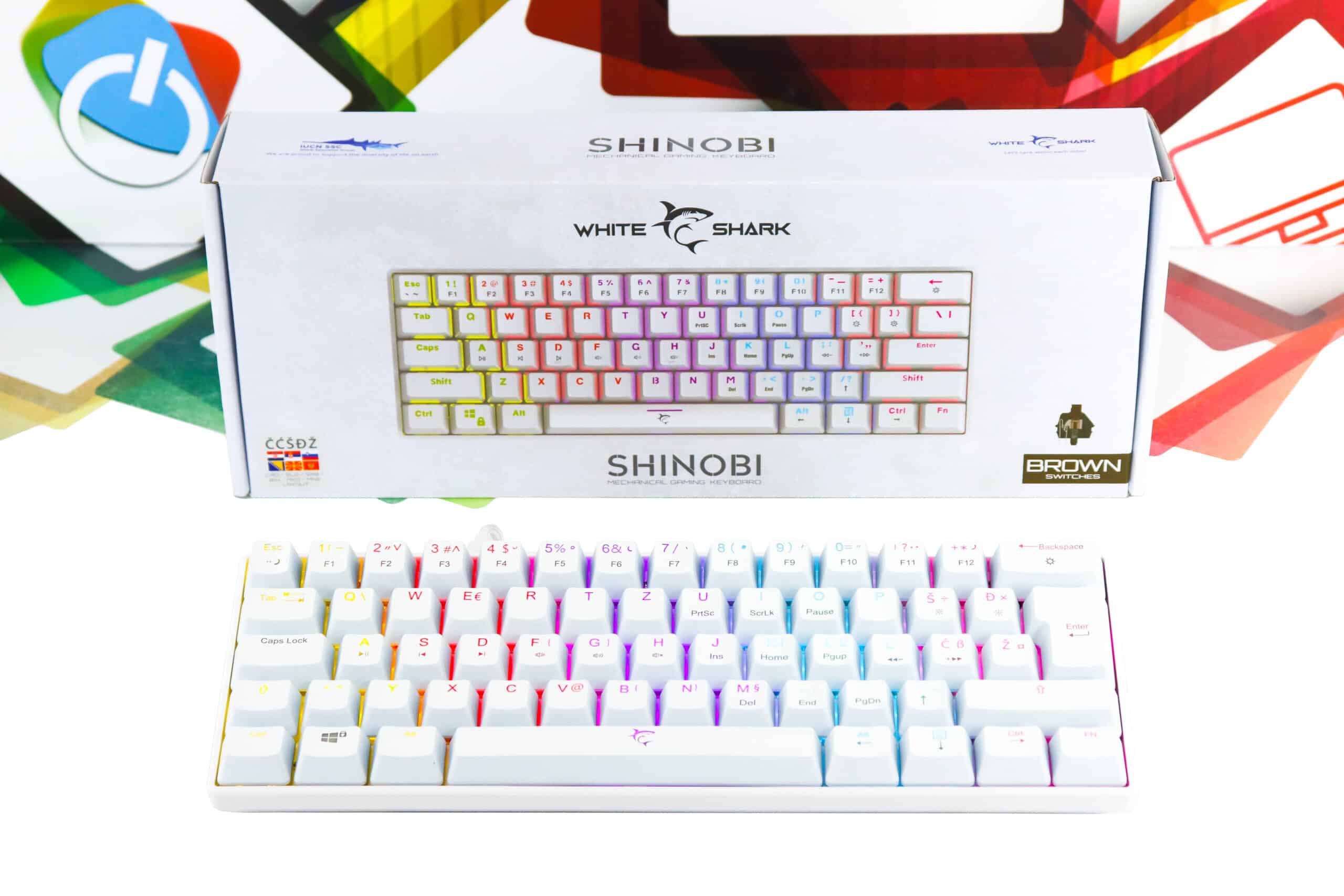Gaming tipkovnica White Shark Shinobi mehanička LED RGB bijela brown switch