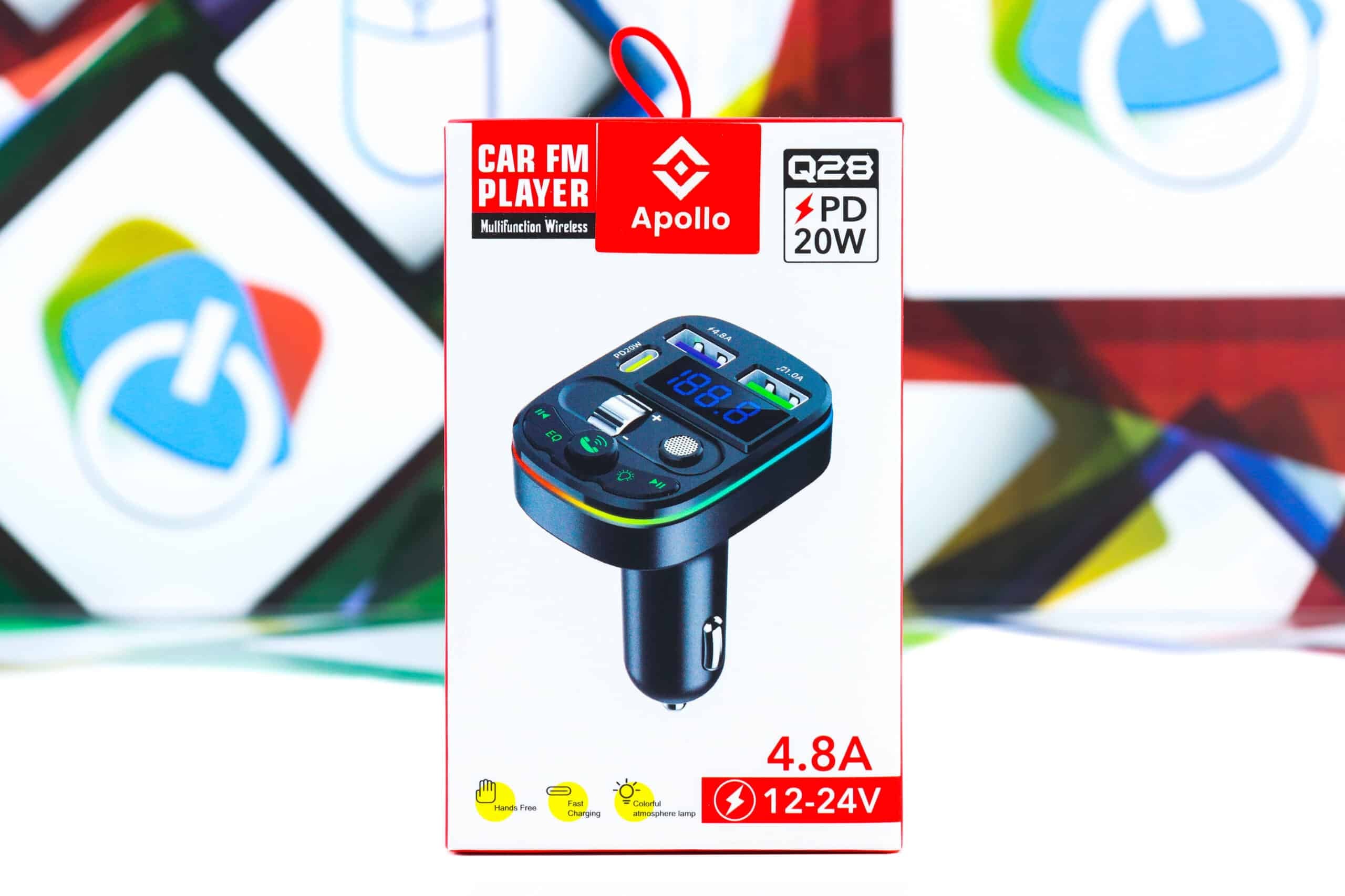 FM transmiter modulator Apollo Q28 Black RGB auto punjač