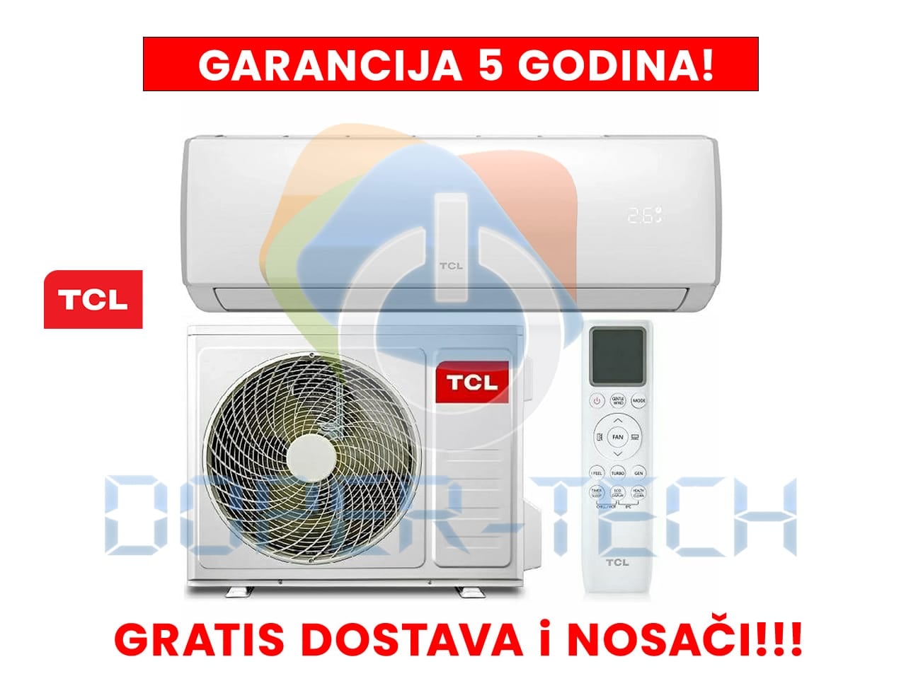 Klima uređaj inverter sa grijačem TCL TAC-12CHSD/XA73IFSH Wi-Fi GRATIS nosač i dostava