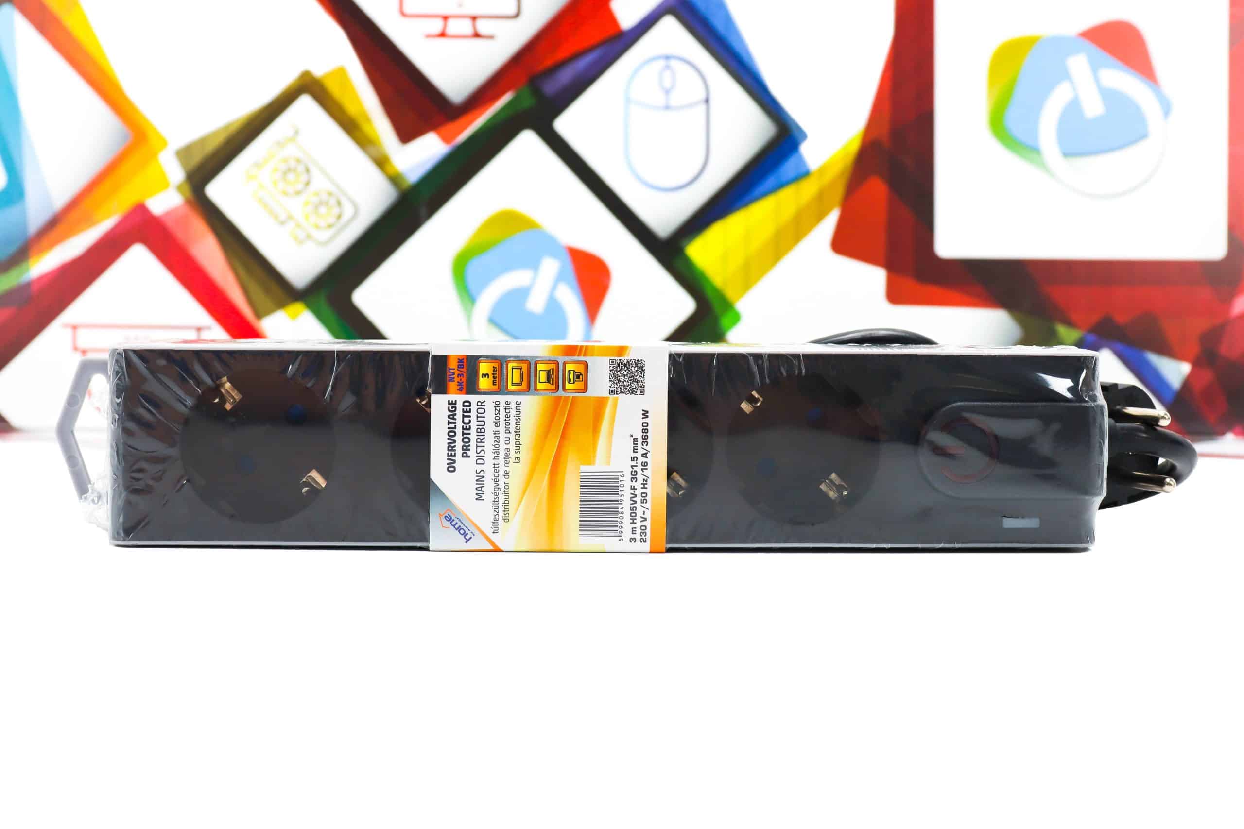 Produžni kabal sa zaštitom Home NVT 4K-3/BK 4 utičnice 3m