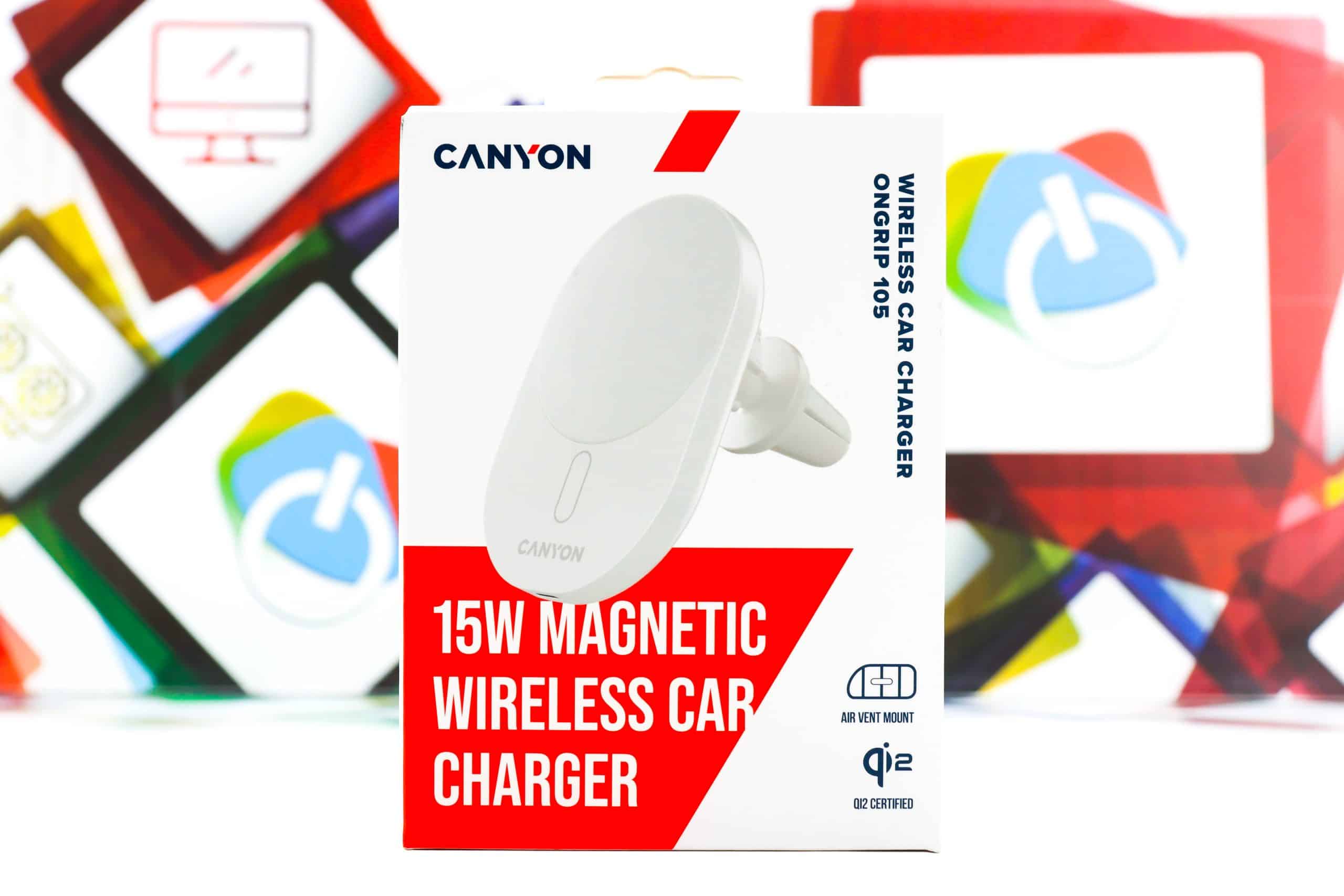 Bežični auto punjač 15W, magnetni držač Canyon OnGrip 105