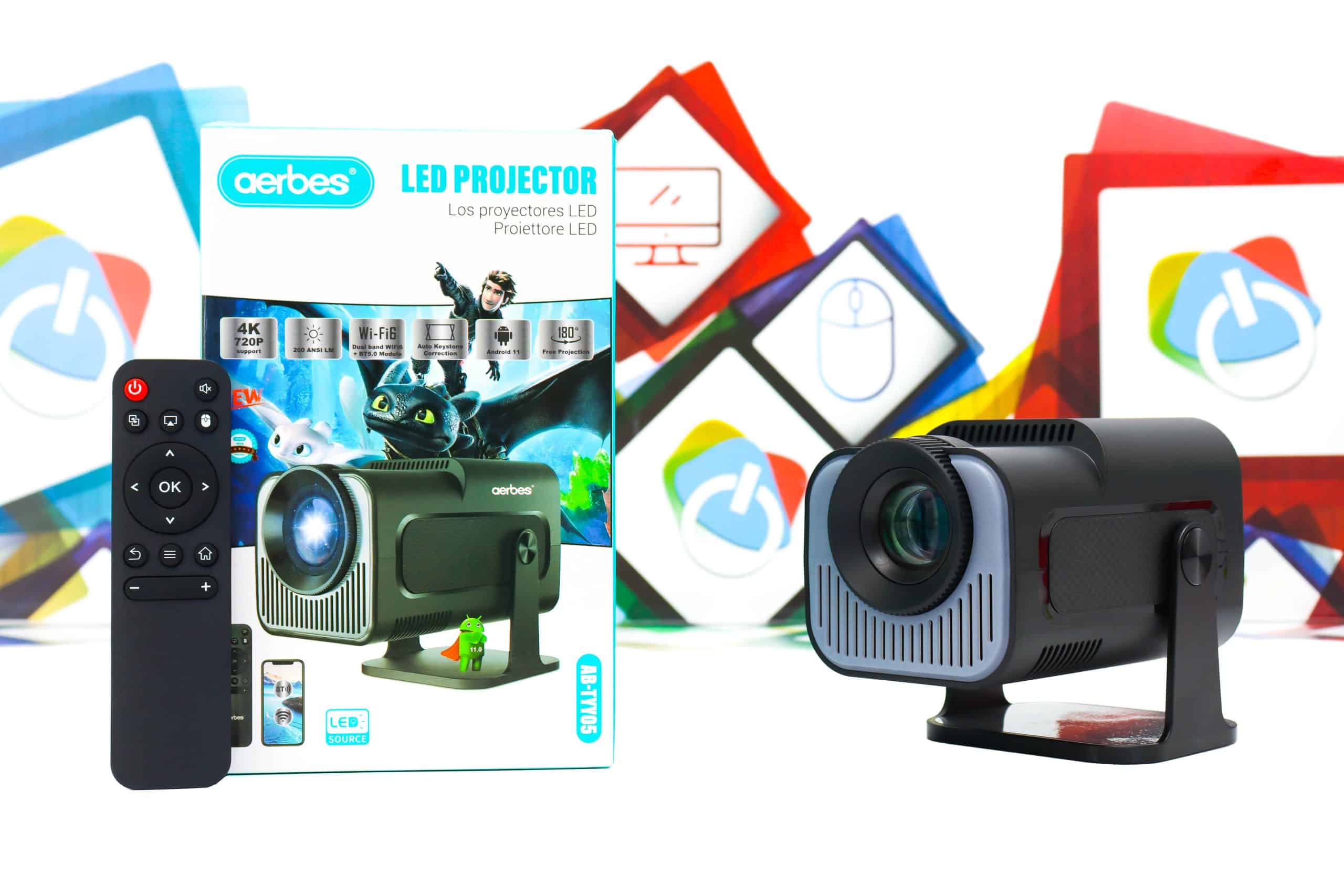 Projektor Aerbes AB-TYY05 Android 11 prijenosni