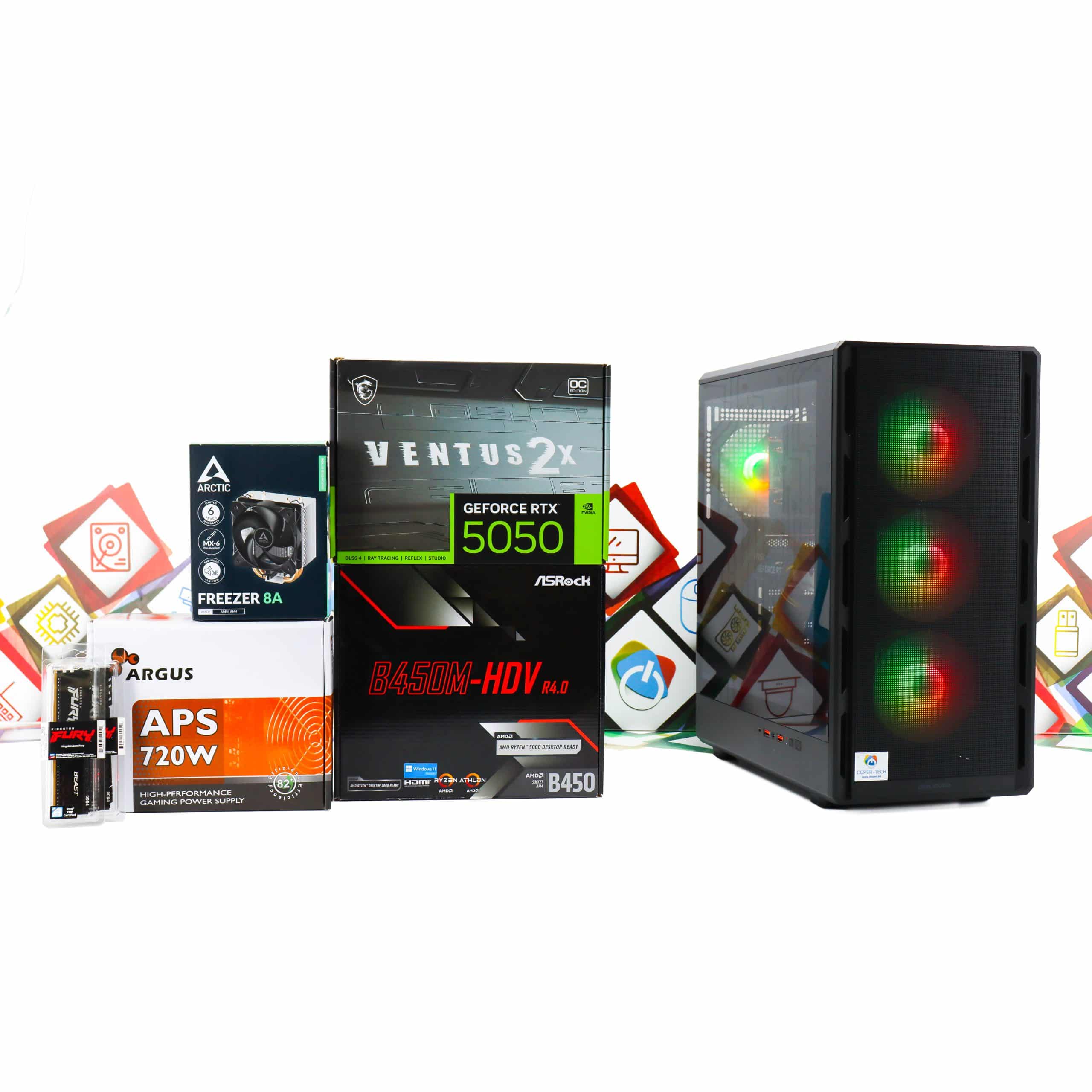 Gaming PC Airface Pure Pro-02 R5 5500 RTX 5050 480GB SSD 16GB DDR4