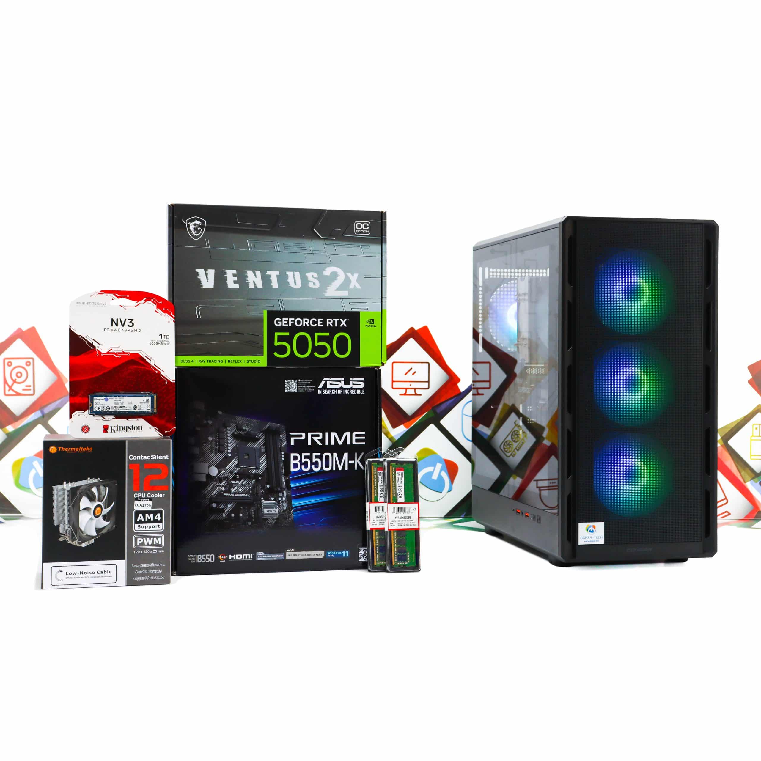 Gaming PC Airface Pure Pro-03 R5 5600X RTX 5050 1TB SSD 16GB DDR4