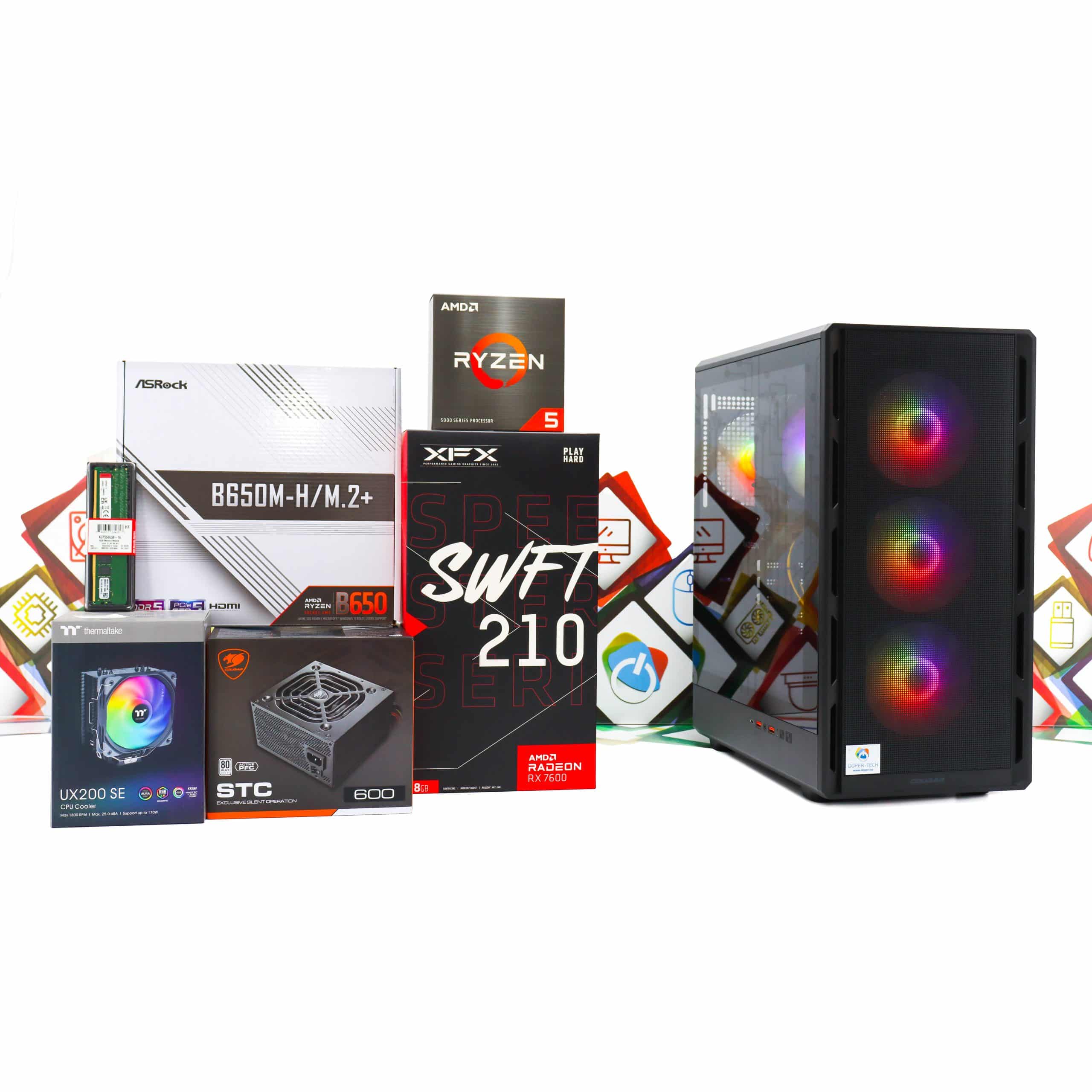 Gaming PC Airface Pure Pro-01 R5 7600X RX 7600 500GB SSD 16GB DDR5