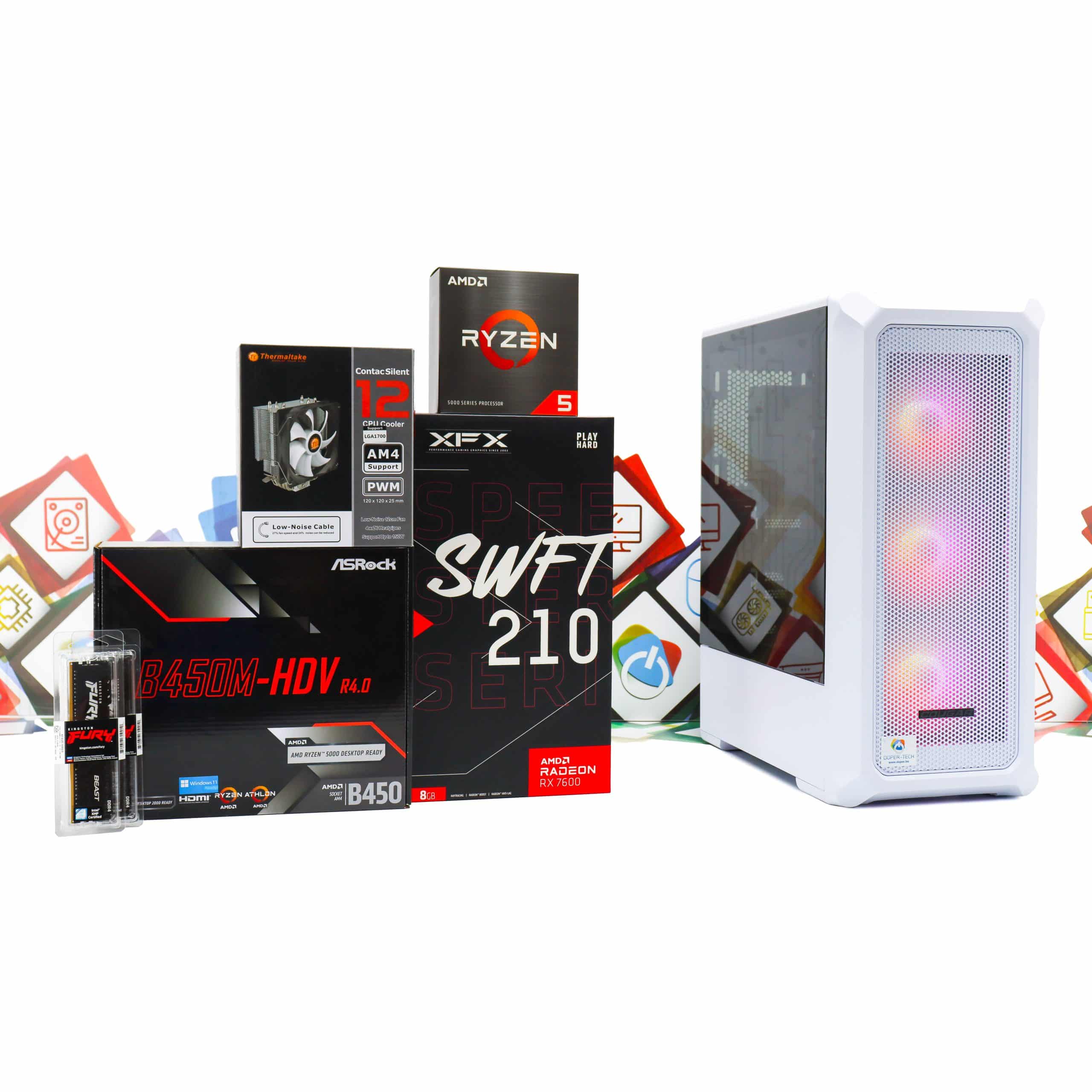Gaming PC Archon 2 Mesh-50W R5 5600X RX 7600 500GB SSD 16GB DDR4