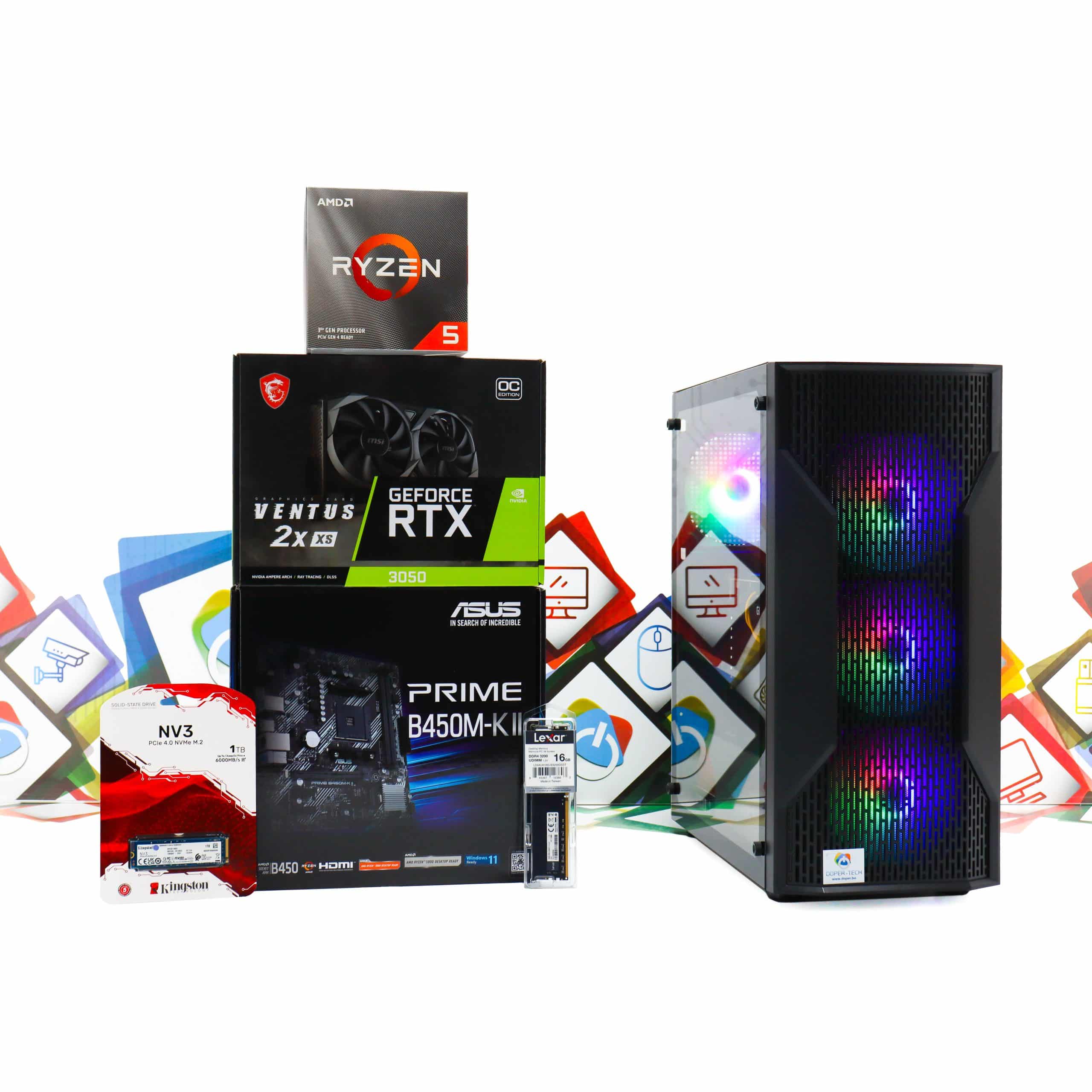 Gaming PC Cougar MX110-07 R5 3600 RTX 3050 1TB SSD 16GB DDR4