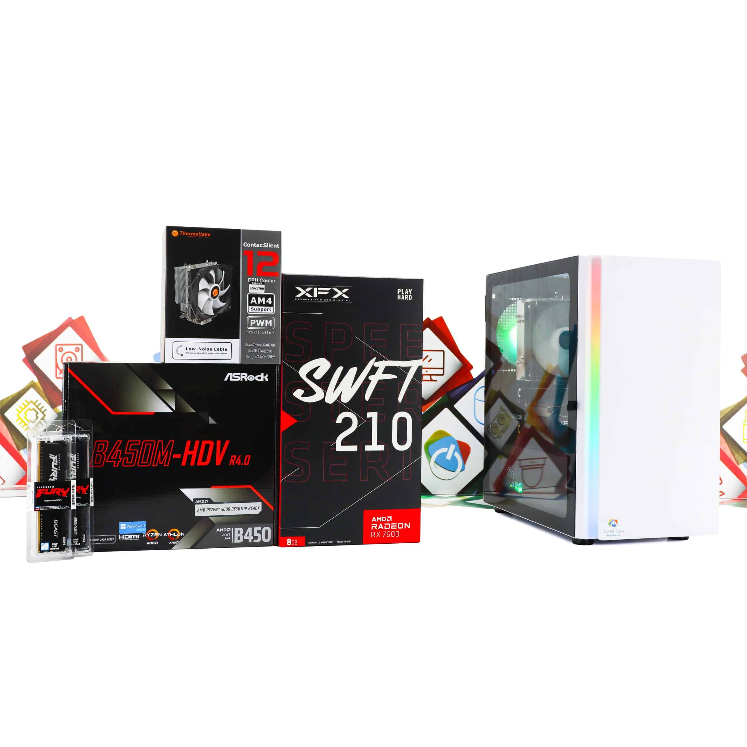 Gaming PC Cougar Purity-22W R7 5700X RX 7600 500GB SSD 16GB DDR4