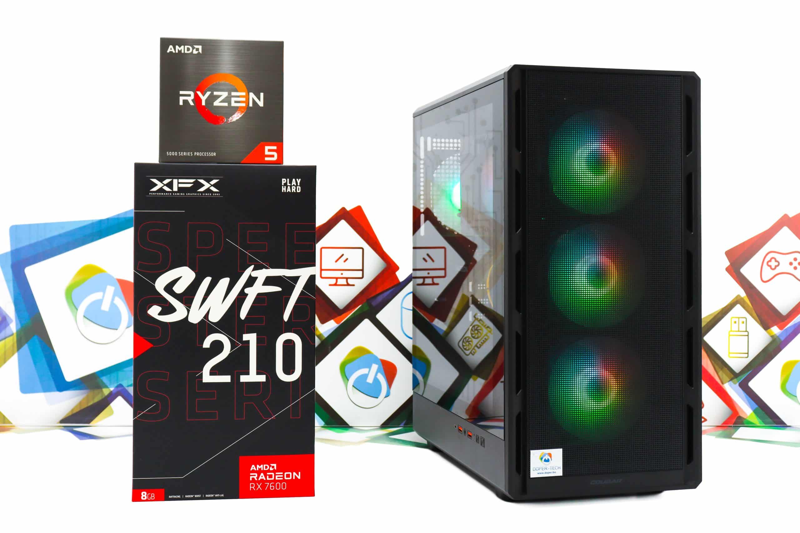 Gaming PC Airface Pure Pro-01 R5 7600X RX 7600 500GB SSD 16GB DDR5 - Slika 2