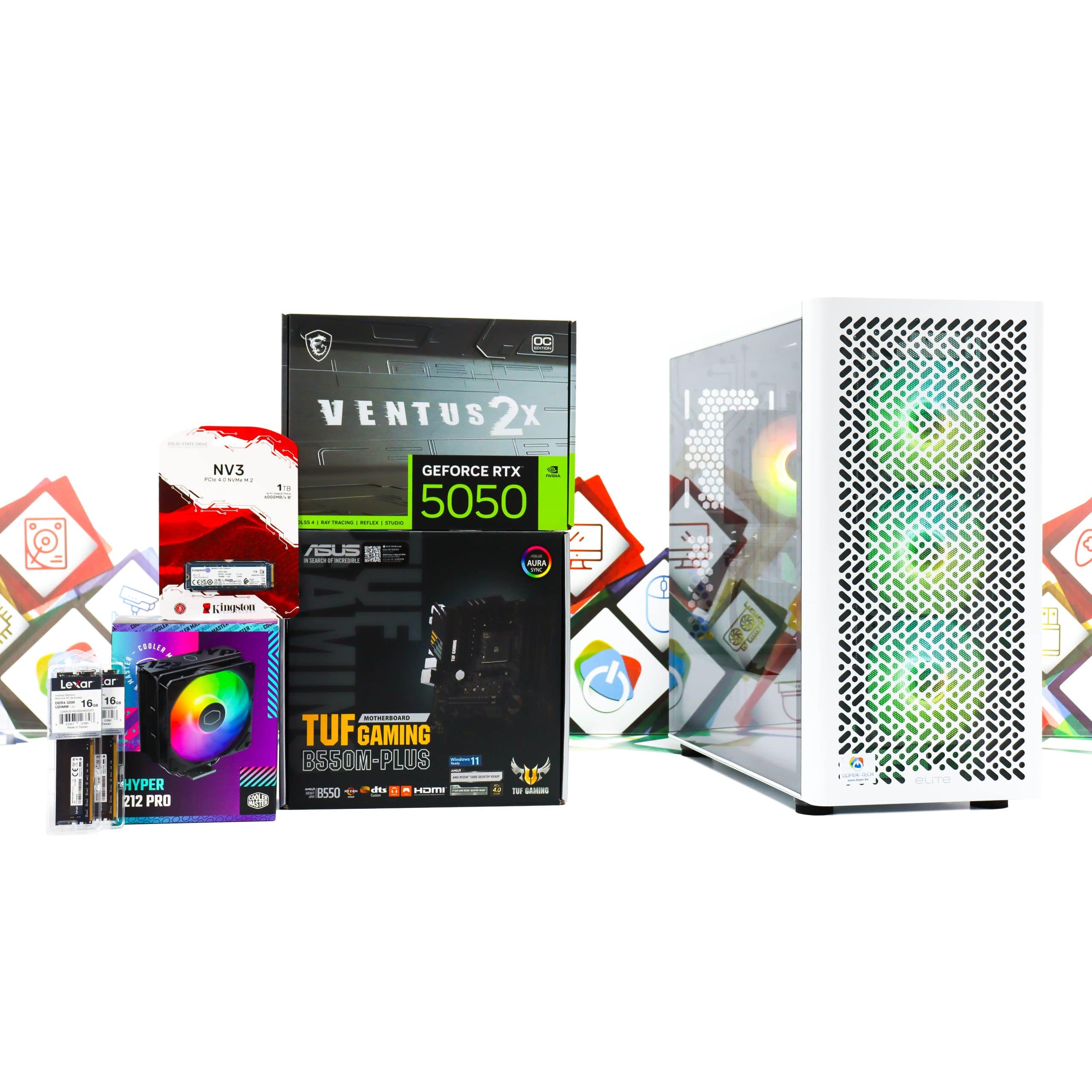 Gaming PC CM Elite 502-04W R7 5700X RTX 5050 1TB SSD 32GB DDR4