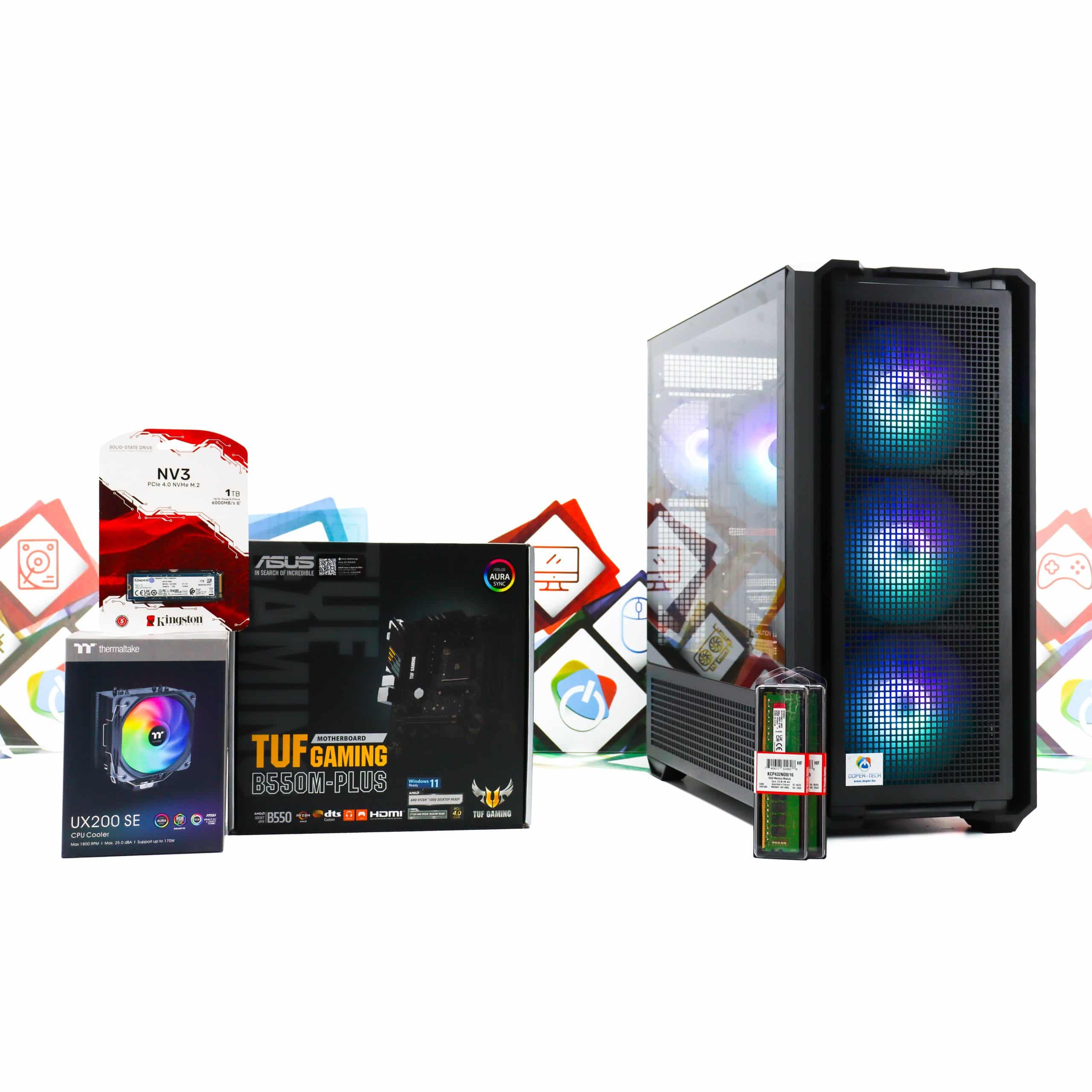 Gaming PC Cougar MX600-08B R7 5700X RTX 5060 1TB SSD 32GB DDR4