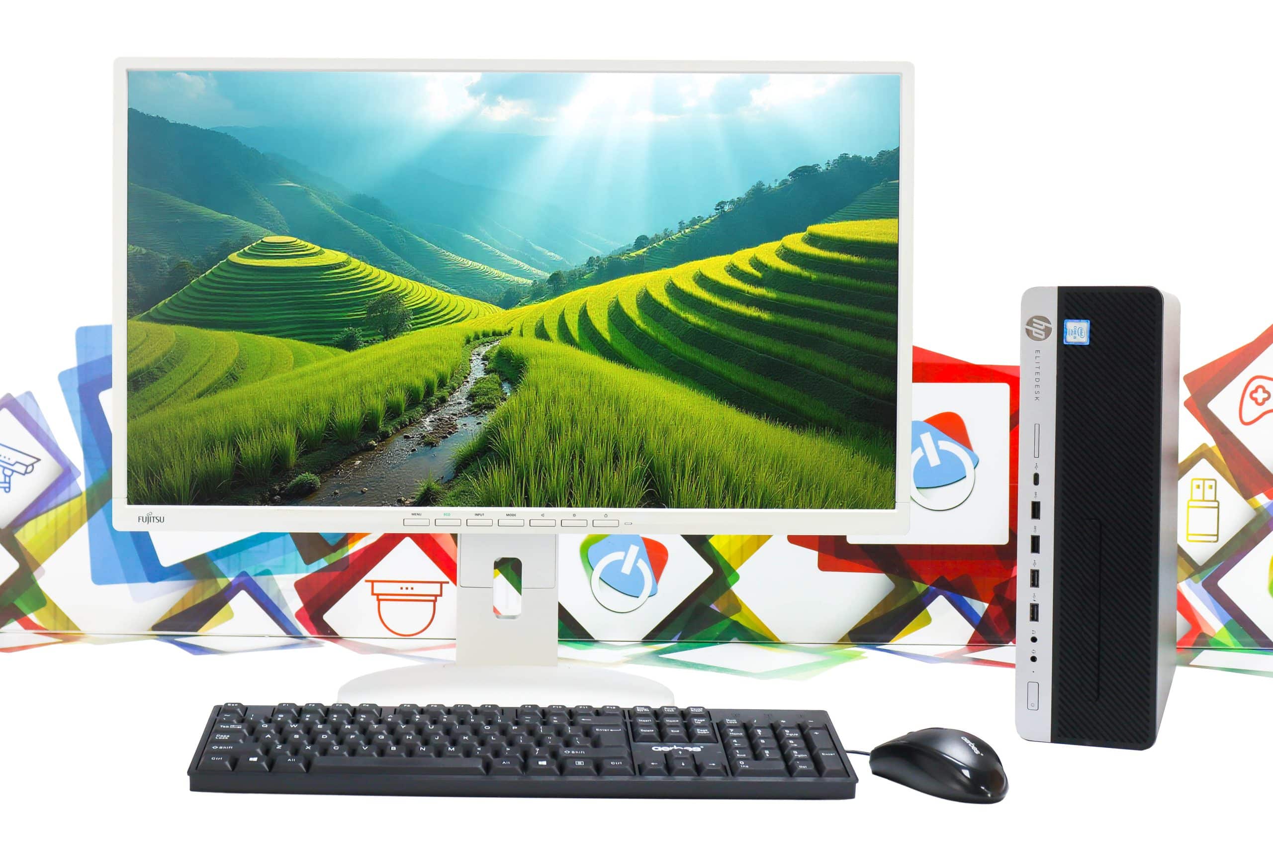 Office uredski set HP 800 G3 SFF + Fujitsu B27-8 TE Pro 27"