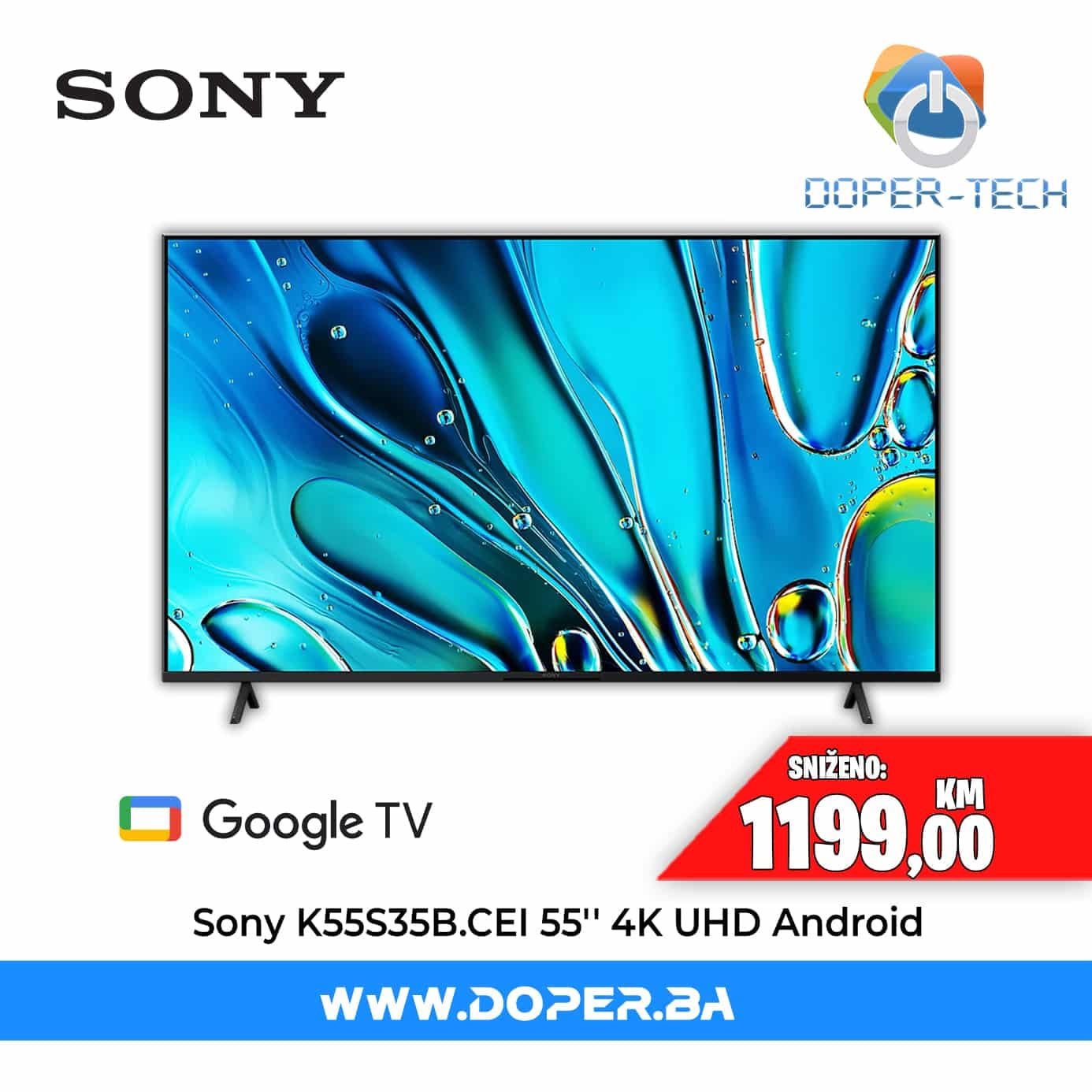 TV Sony K55S35B.CEI 55'' DLED 4K UHD Smart Google TV