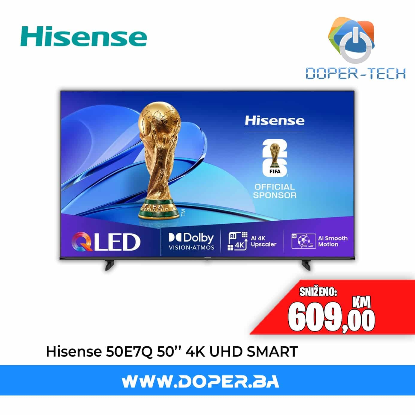 TV Hisense 50E7Q 50'' QLED 4K UHD Smart