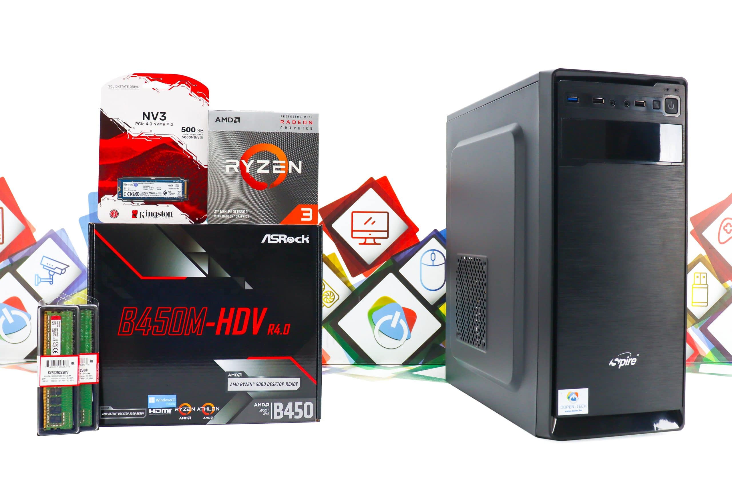 Office PC Spire Supreme-08A R3 3200G 500GB SSD 16GB DDR4