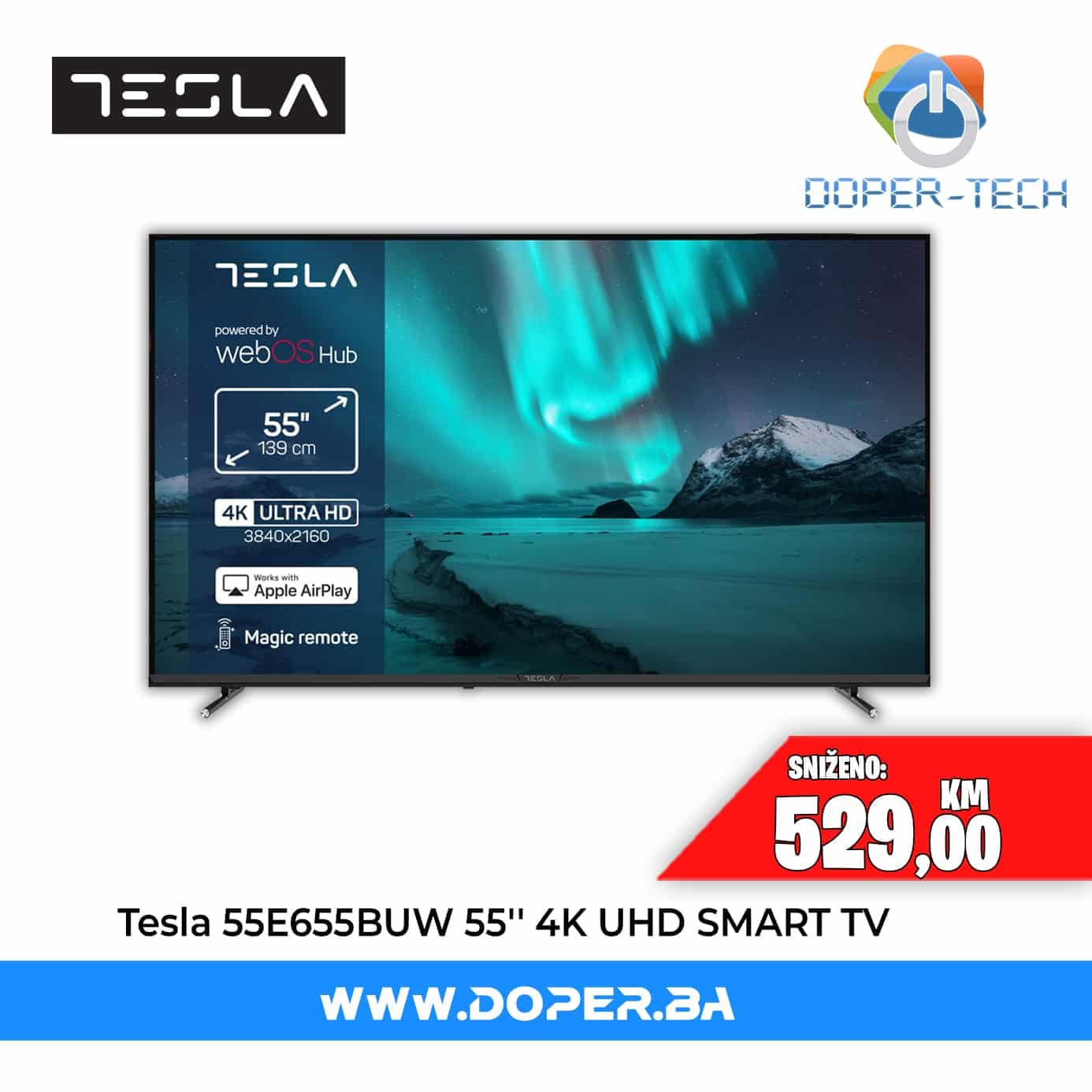 TV Tesla 55E655BUW 55'' LED 4K UHD Smart