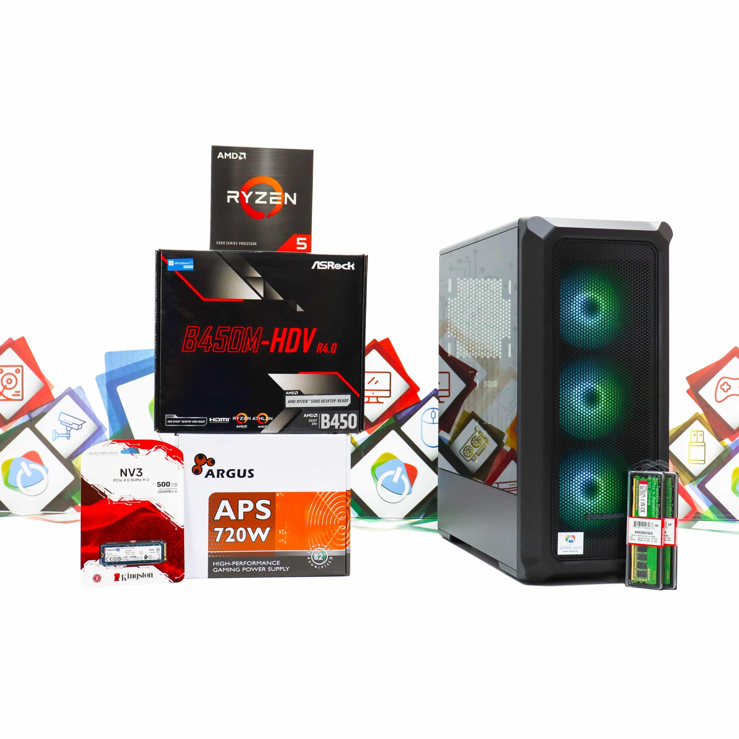 Gaming PC Archon 2 Mesh-58 R5 5500 RX 9060 500GB SSD 16GB DDR4