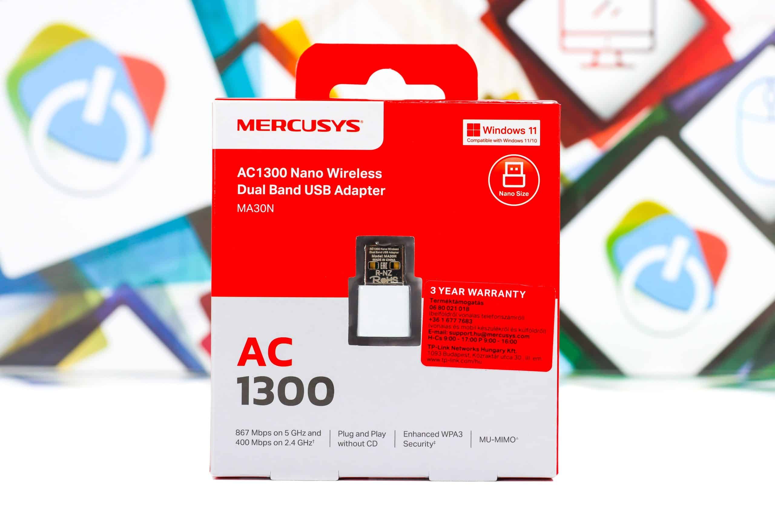 Wireless Nano USB Adapter Mercusys MA30N AC1300 867Mbps