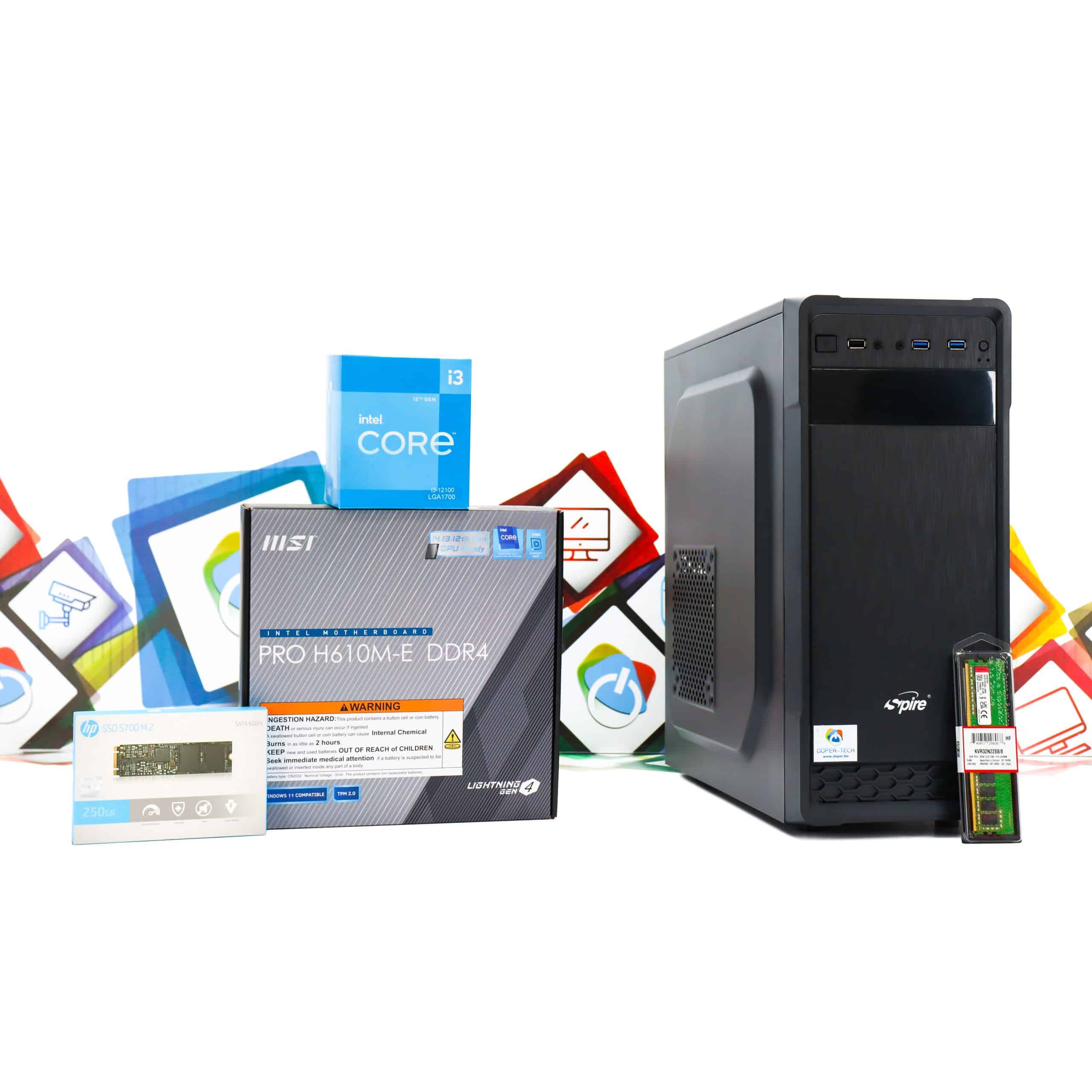 Office PC Spire Supreme 1534-09 i3-12100 250GB SSD 8GB DDR4