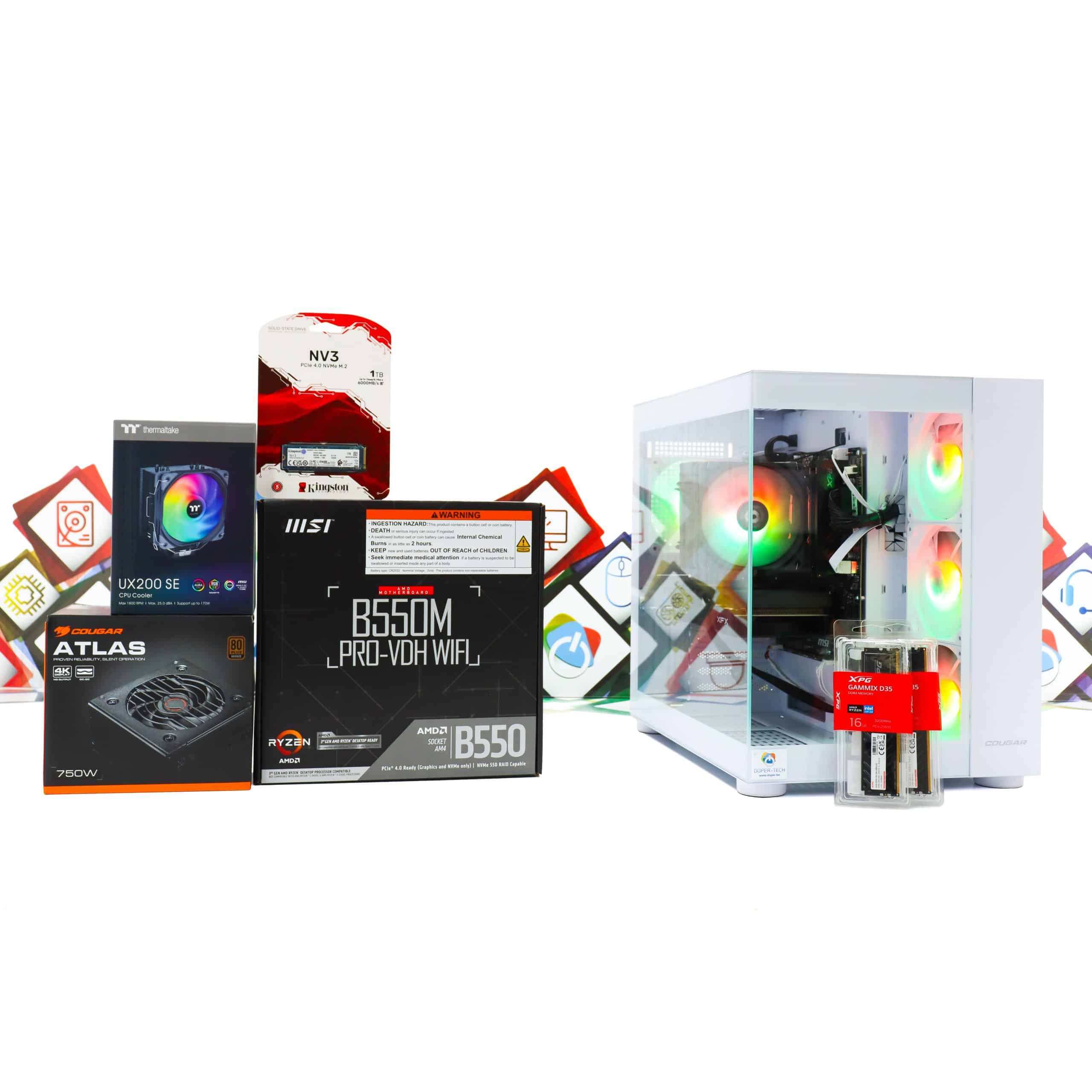 Gaming PC Cougar FV150-06 R7 5700X RX 9060 1TB SSD 32GB DDR4