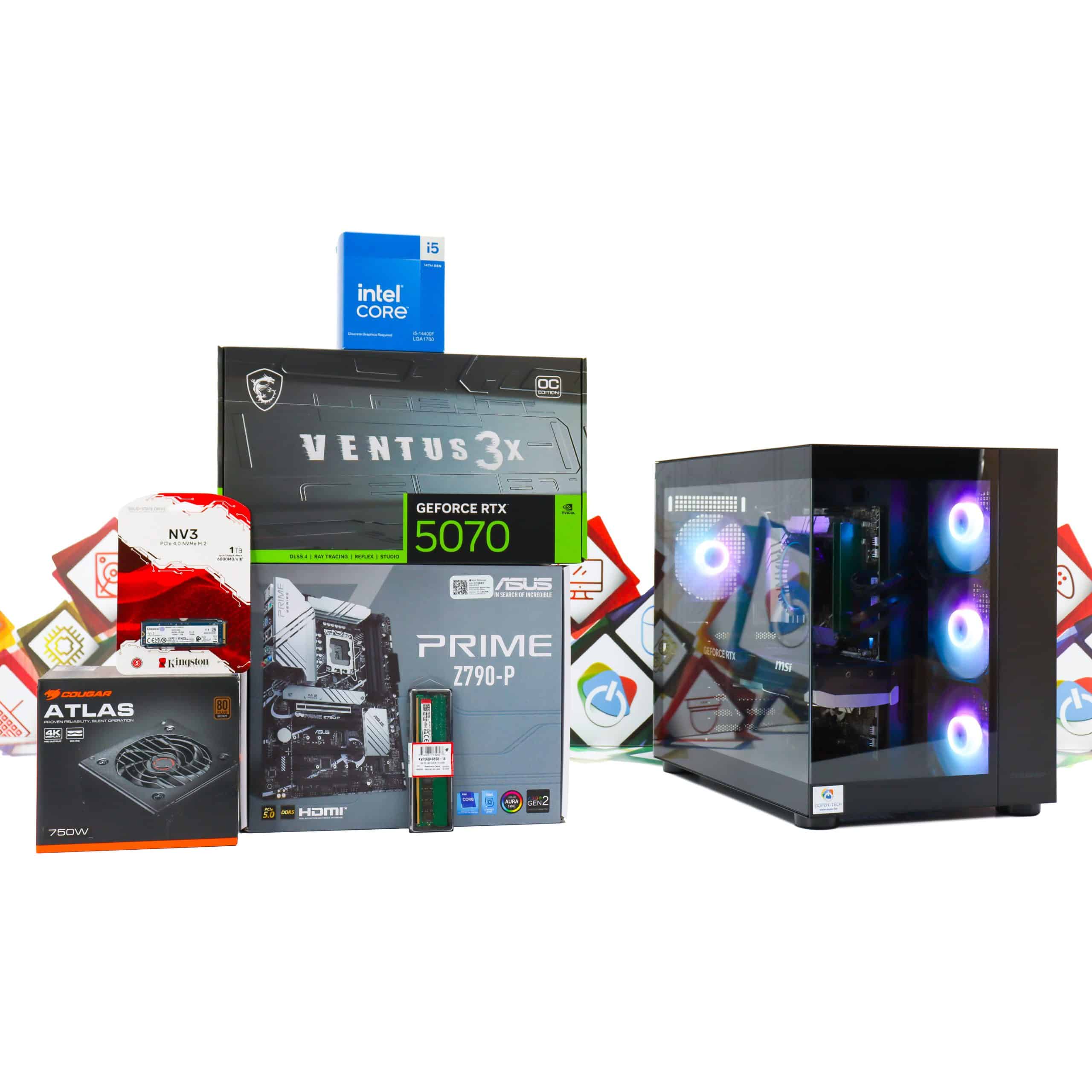 Gaming PC Cougar FV150-07 i5-14400F RTX 5070 1TB SSD 32GB DDR5