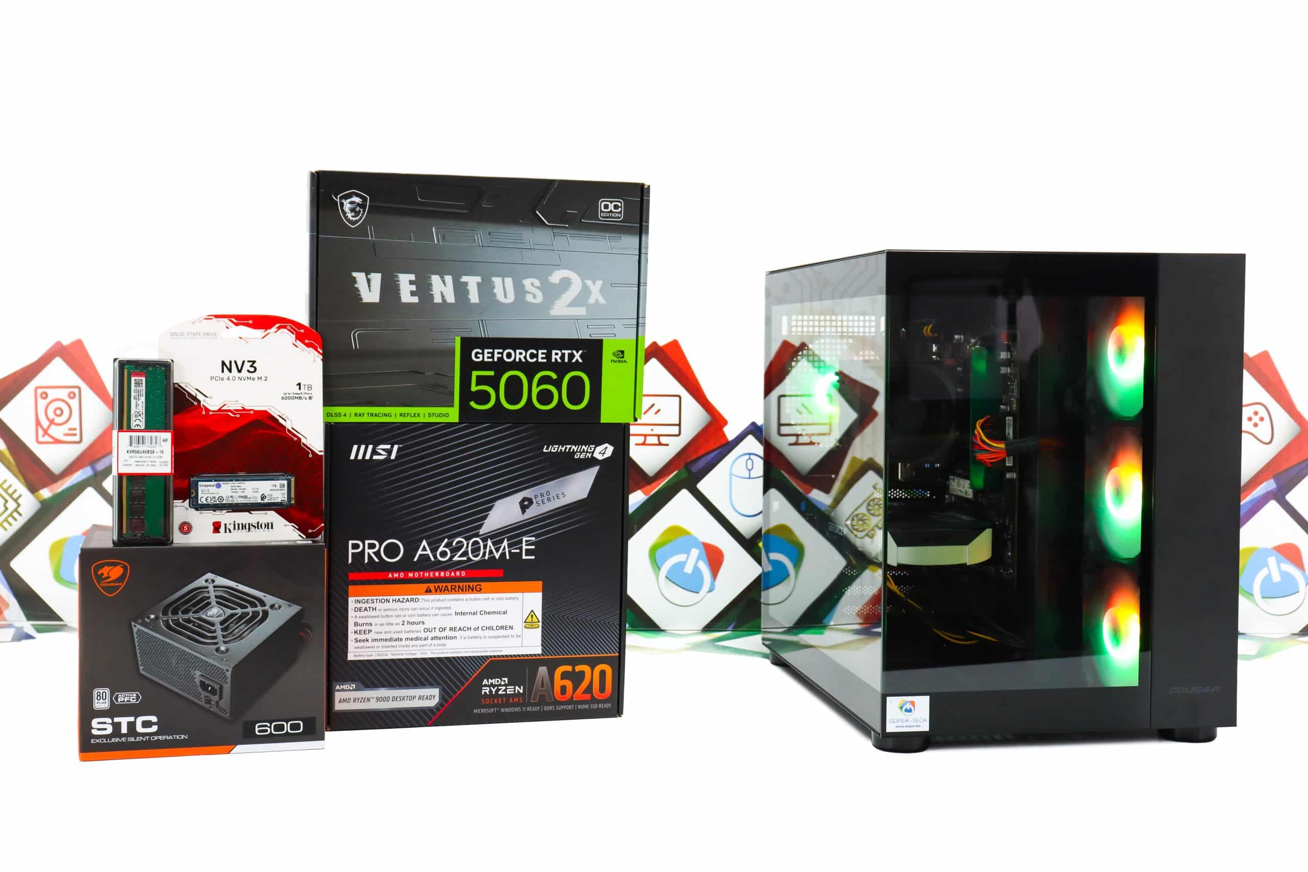 Gaming PC Cougar FV150-08 R5 7500F RTX 5060 1TB SSD 16GB DDR5 - Slika 2