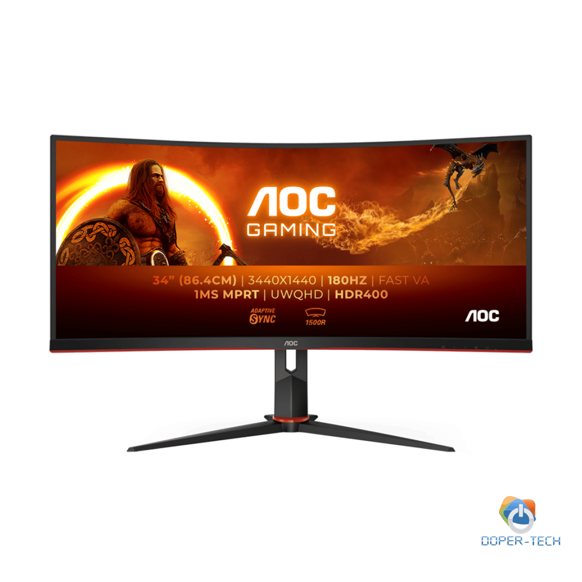 AOC Monitor Gaming CU34G2XP 34” Curved VA, 21:9, 3440x1440, 180Hz, 1ms, 430 cd/m2, 4000:1, HDMI, DP, PbP, PiP, Ergonomic, Black-Red, VESA 3y
