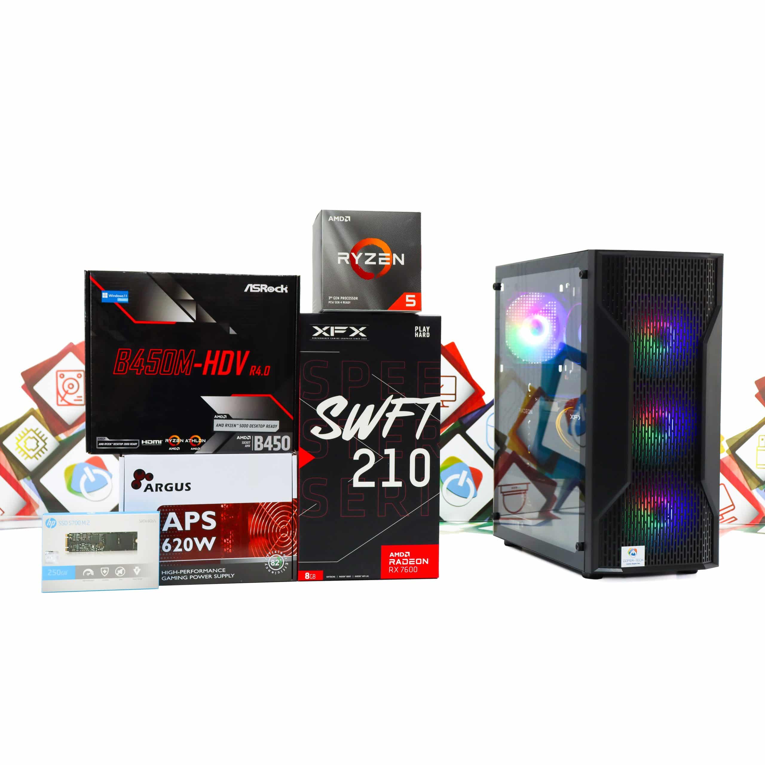 Gaming PC Cougar MX110-09 R5 3600 RX 7600 256GB SSD 16GB DDR4